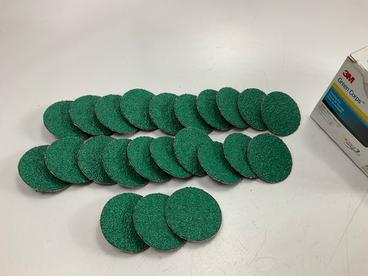 3M 01398 Green Corps Roloc 2'' Surface Prep Disc, 24 Grit - Pack Of 23 Discs