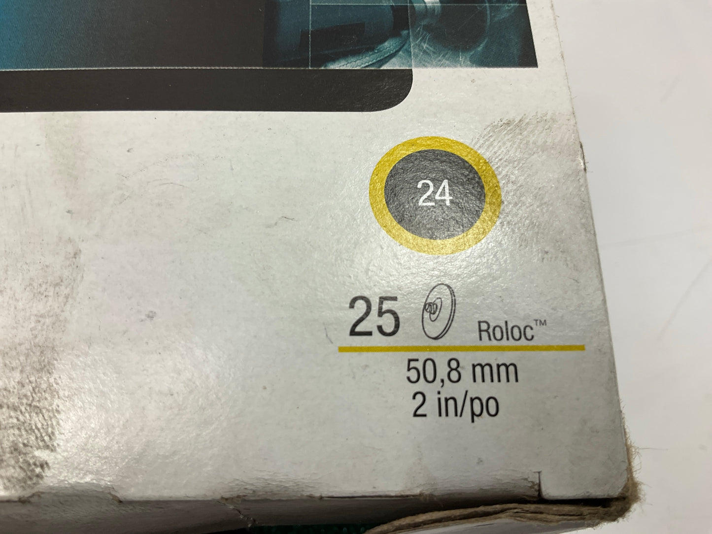 3M 01398 Green Corps Roloc 2'' Surface Prep Disc, 24 Grit - Pack Of 23 Discs