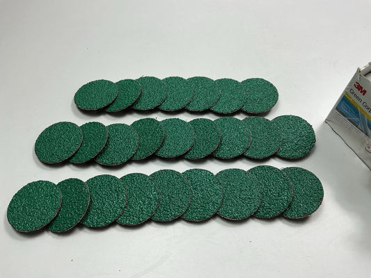 3M 01398 Green Corps Roloc 2'' Surface Prep Disc, 24 Grit - Pack Of 25 Discs