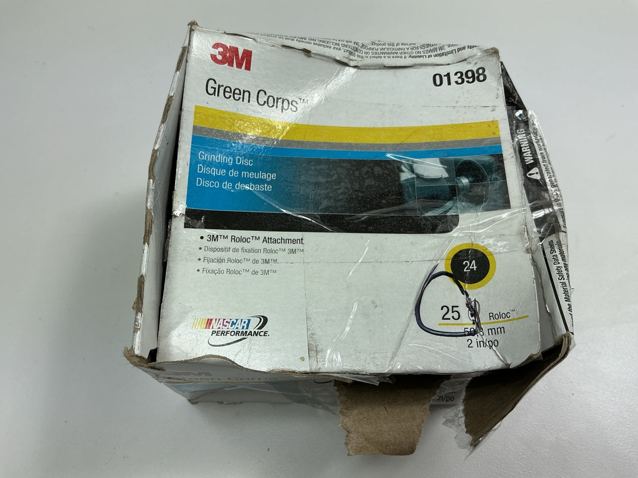 3M 01398 Green Corps Roloc 2'' Surface Prep Disc, 24 Grit - Pack Of 25 Discs