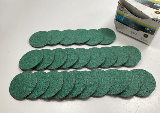 3M 01407 Green Corps Roloc Disc, TR, 3'' X 36 Grit, 25 Discs Total