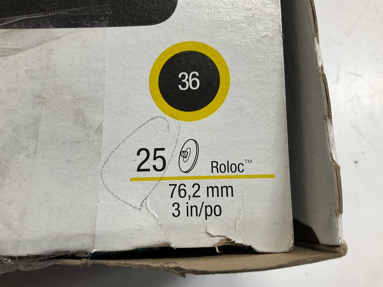 3M 01407 Green Corps Roloc Disc, TR, 3'' X 36 Grit, 25 Discs Total