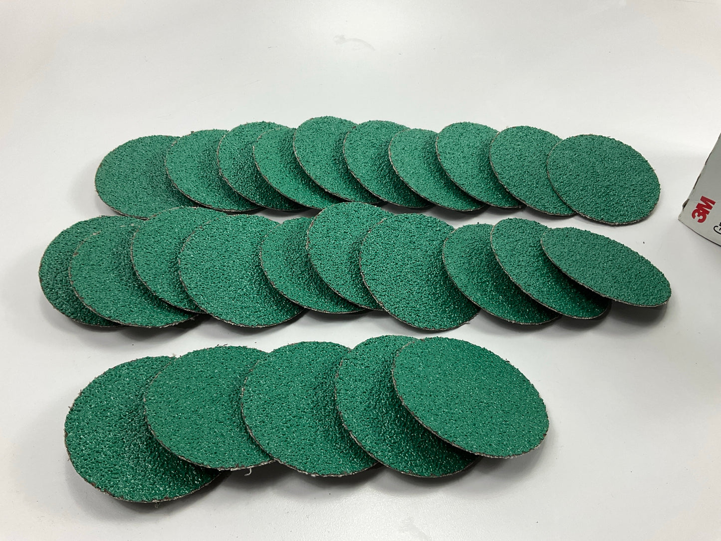 (25) Discs - 3M 01408 Green Corps Roloc 3'' Abrasive Sanding Disc, Coarse 24 Grit