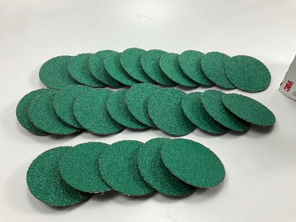 (25) Discs - 3M 01408 Green Corps Roloc 3'' Abrasive Sanding Disc, Coarse 24 Grit
