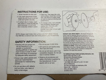 3M 01410 3'' Brake Rotor Surfacing Surface Disc Starter Pack W/ Pad -  120 Grit