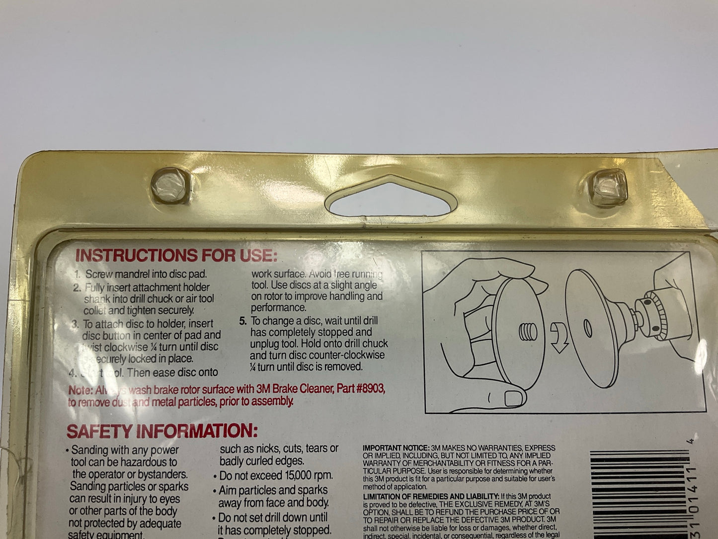 OPEN BOX - 12 Pack - 3M 01411 Roloc Brake Rotor Surface Discs 3'' 120 Grit