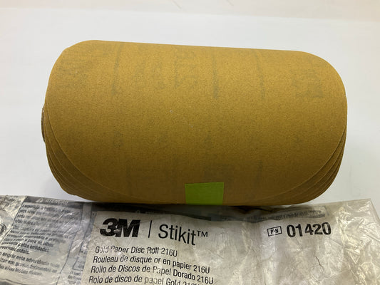 3M 01420 Stikit Gold 5'' P320 320 Grit Sanding Abrasive Disc Roll (175 Discs)