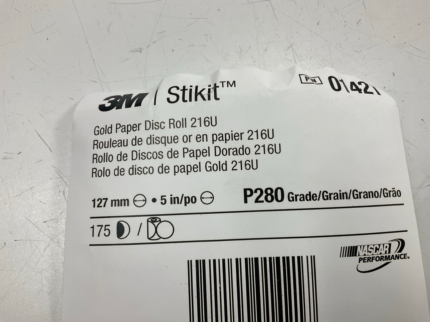 3M 01421 Gold Film Sanding Discs, 280 Grit, 5'' Diameter, 216U Stikit, 175 Pcs