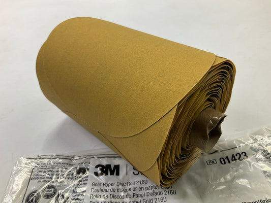 3M 01423 Stikit Gold Paper Sanding Disc Roll 216U P220 5'' Discs, Roll Of 175