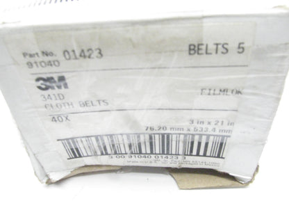 3m 01423 241D Three-M-Ite Resin Bond Abrasive Belt P40 Grit, 3'' X 21'' - 5/Pack