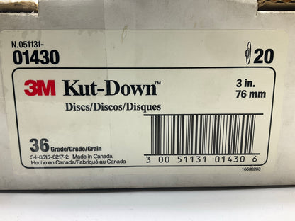 3M 1430 01430 Kut-Down Sanding Disc, 3'', 36 Grit, 20 Discs / Box