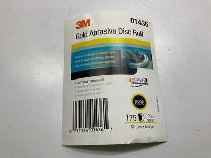 3M 01436 Stikit Gold Sanding Disc Roll, 6'' Diameter, P280 Grit, 175 Discs / Roll
