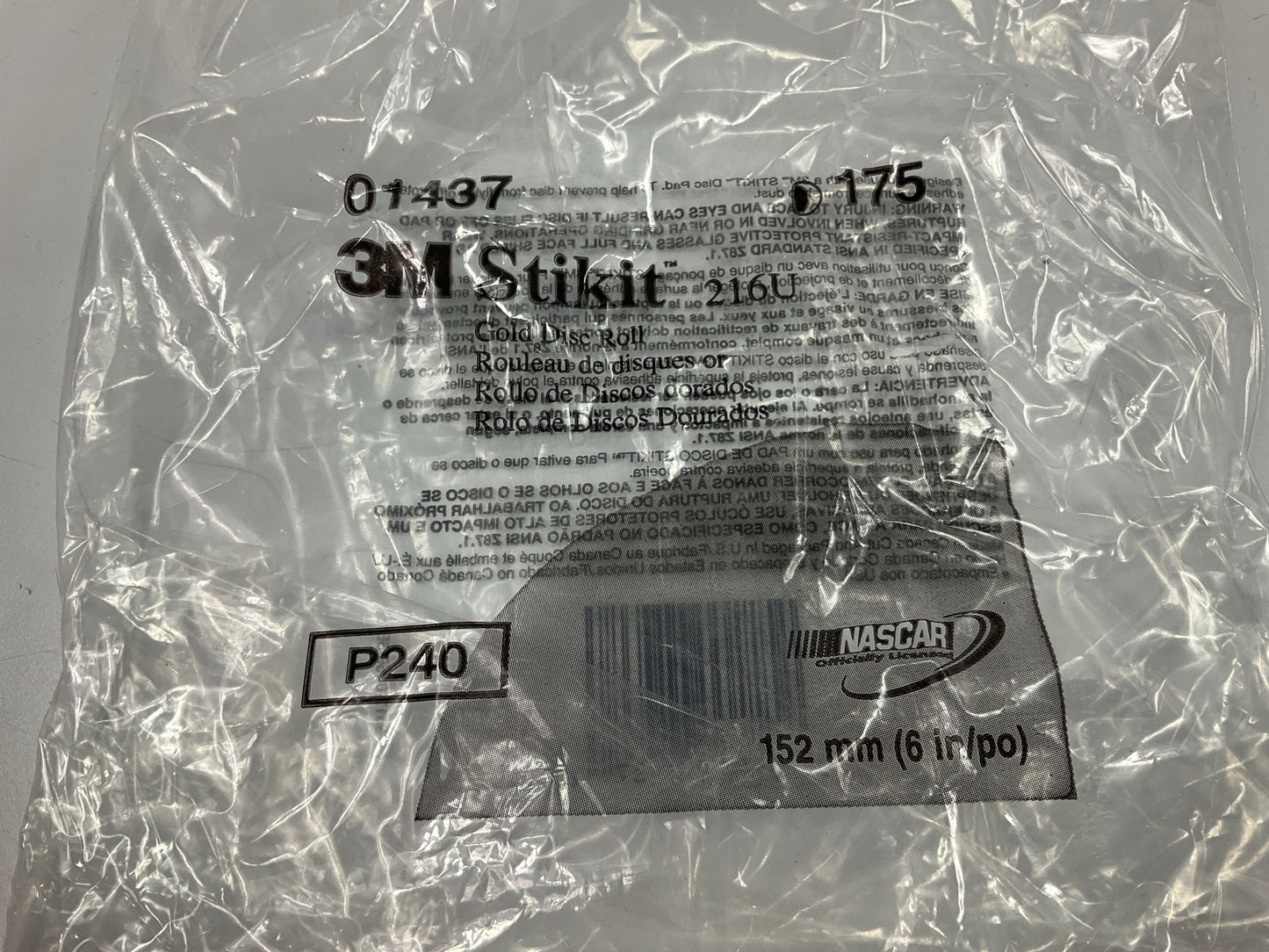 3M 01437 Stikit Gold Sanding Disc Roll, 6'' P240A 240 Grit, Roll Of 175 Discs