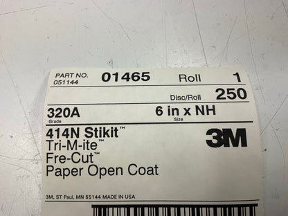 3M 01465 320A Grade 6'' Sanding Discs, 414N Stikit, 320 Grit, (250) Disc Roll