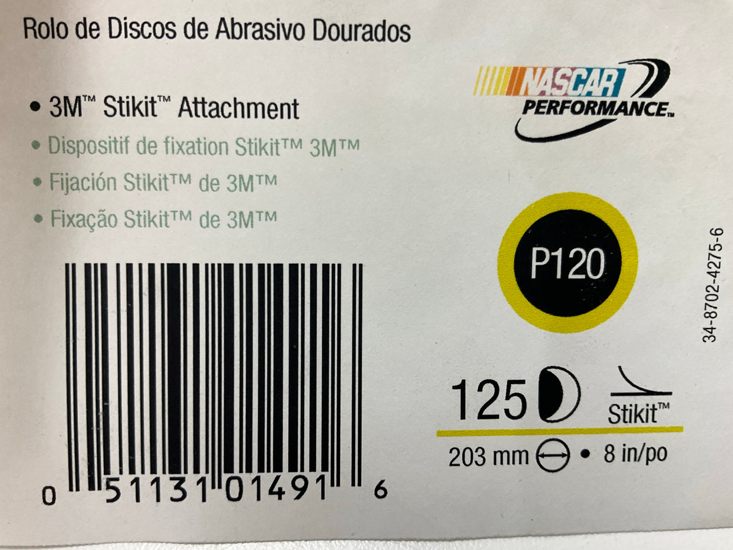 3M 01491 Stikit Gold 8 In. P120 Grit Sanding Disc Roll (125 Discs / Roll)