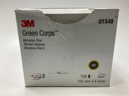 3M 01548 Green Corps Stikit Production Sanding Disc, 6 In, 36 Grit - Box Of 100