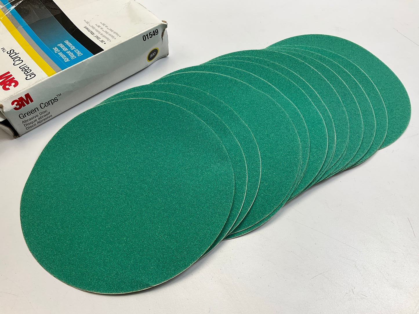 3M 01549 Green Corps Stikit Production Sanding Discs, 8'', 80 Grit, 24 Discs