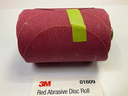 3M 01609 5'', P100 100 Grit Red Abrasive Sanding Discs, Roll Of 100 Discs