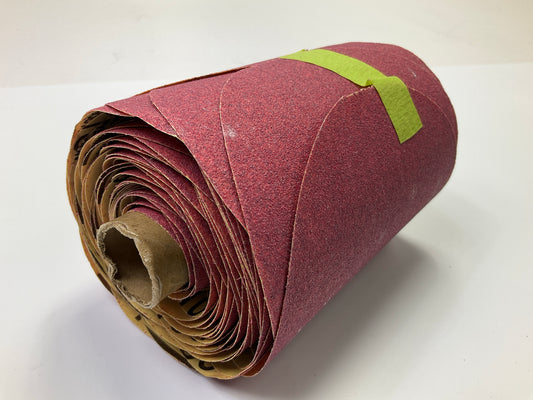 3M 01609 5'', P100 100 Grit Red Abrasive Sanding Discs, Roll Of 100 Discs