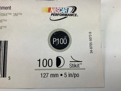 3M 01609 5'', P100 100 Grit Red Abrasive Sanding Discs, Roll Of 100 Discs