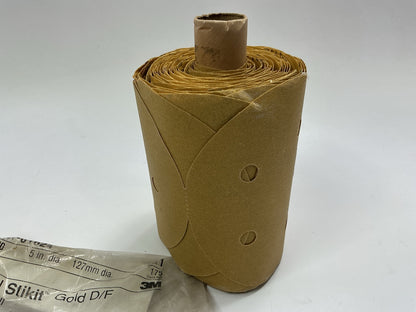 3M 01624 Stikit Gold Paper Sanding Disc Roll 5'' Diameter, P180 180 Grit, 175 Pcs