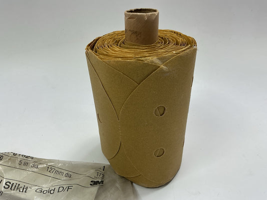 3M 01624 Stikit Gold Paper Sanding Disc Roll 5'' Diameter, P180 180 Grit, 175 Pcs