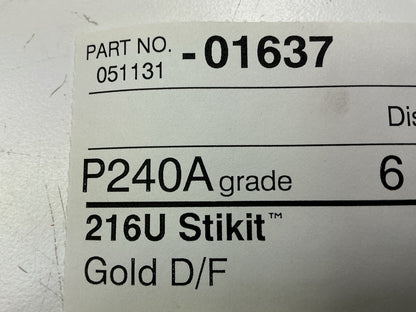 3M 01637 Stikit Gold 6'' P240A 240 Grit Dust-Free Disc Roll, 175 Discs Total