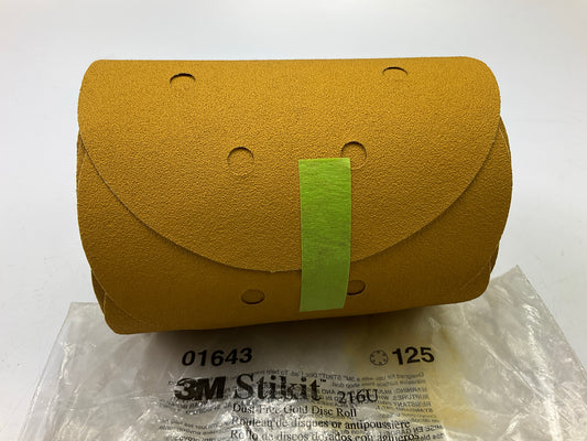 3M 01643 Stikit Gold Abrasive Sanding Disc Roll Dust Free, 6 In, P80, 125 Discs