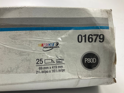 3M 01679 Red Abrasive Stikit 2-3/4''x16-1/2'' 80 Grit Sanding File Sheets, 25 Pcs