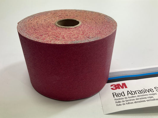 3M 01687 Stikit Red Abrasive PSA Sheet Sandpaper Roll P120 Grit 2-3/4'' X 25 Yd
