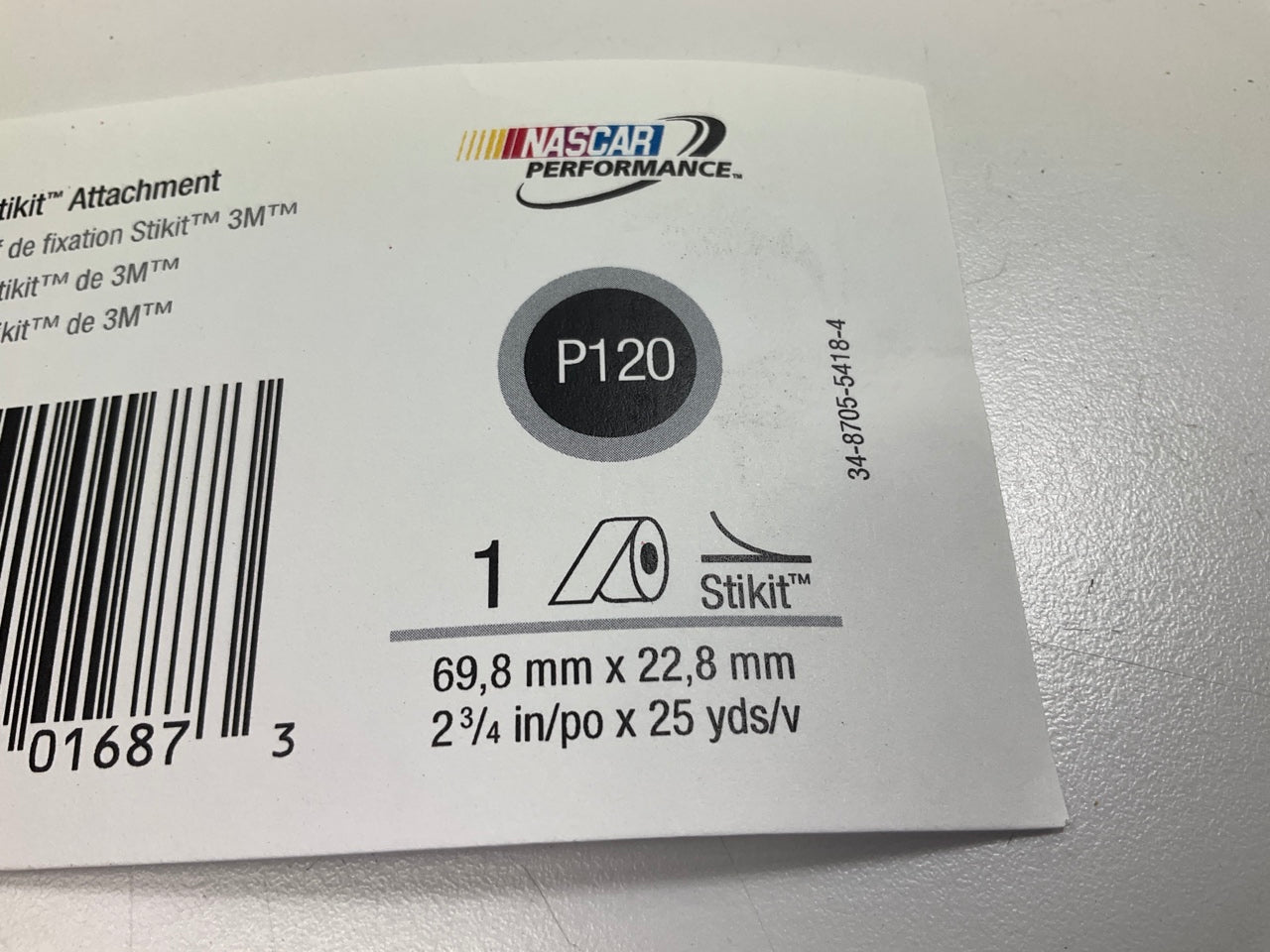 3M 01687 Stikit Red Abrasive PSA Sheet Sandpaper Roll P120 Grit 2-3/4'' X 25 Yd
