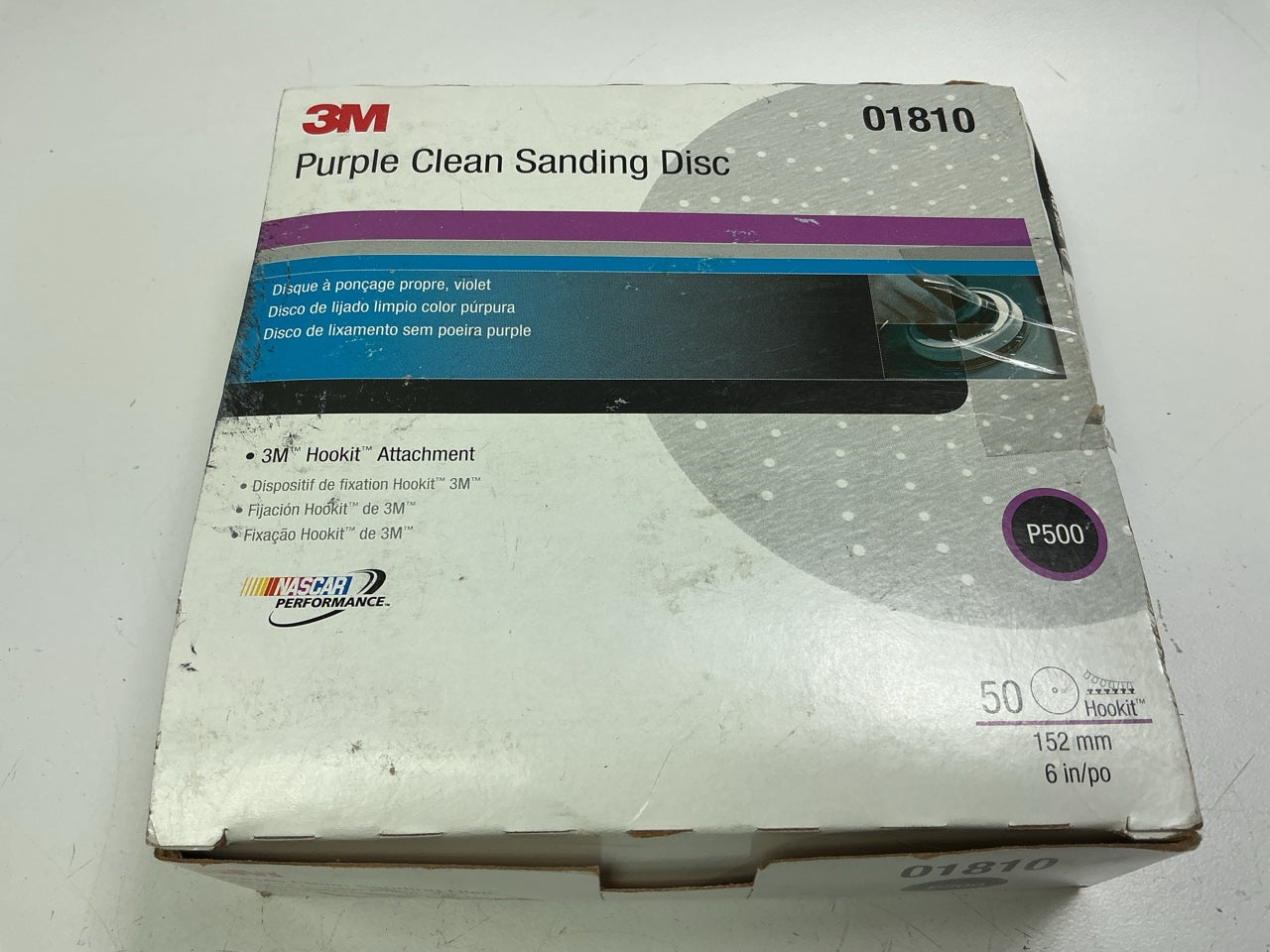 3M 01810 500 Grit 6'' Purple Clean Hookit Sanding Discs - Box Of 50