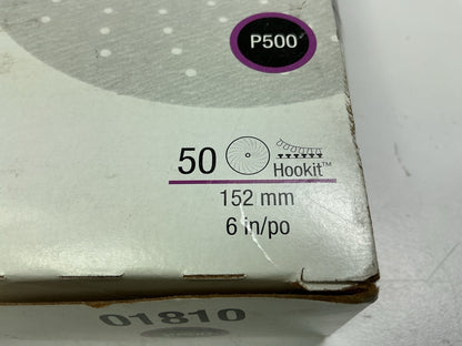 3M 01810 500 Grit 6'' Purple Clean Hookit Sanding Discs - Box Of 50