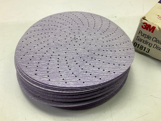 3M 01813 Purple Clean Sanding 6'' Discs P280, 280 Grit, Hookit (49 Discs Total)