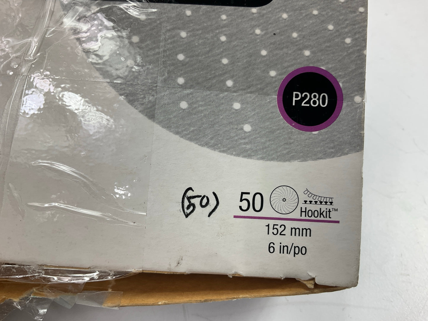 3M 01813 Purple Clean Sanding 6'' Discs P280, 280 Grit, Hookit - 50 Discs / Box