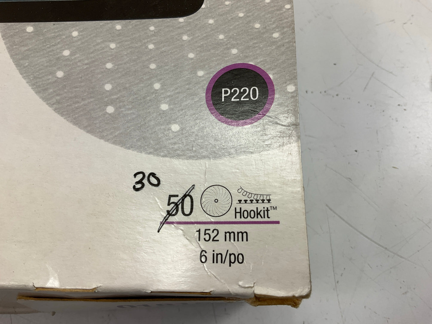 3M 01815 Purple Clean Sanding Disc Hookit P220 220 Grit 6'' Disc, 30 Discs