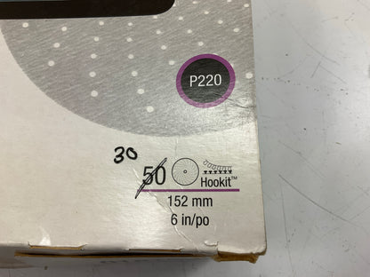 3M 01815 Purple Clean Sanding Disc Hookit P220 220 Grit 6'' Disc, 30 Discs