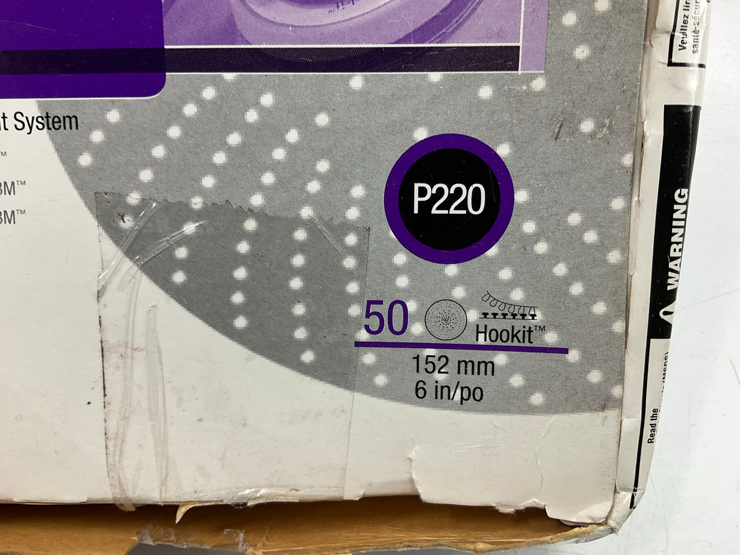 3M 01815 Purple Clean Sanding Disc Hookit P220 220 Grit 6'' Disc, 50 Discs / Box