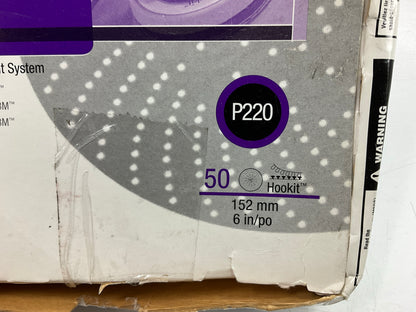 3M 01815 Purple Clean Sanding Disc Hookit P220 220 Grit 6'' Disc, 50 Discs / Box