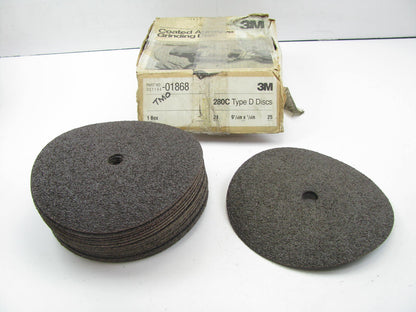 (25) Discs - 3M 01868 Type D 9-1/8'' In X 7/8'' 24 Grit Abrasive Grinding Discs