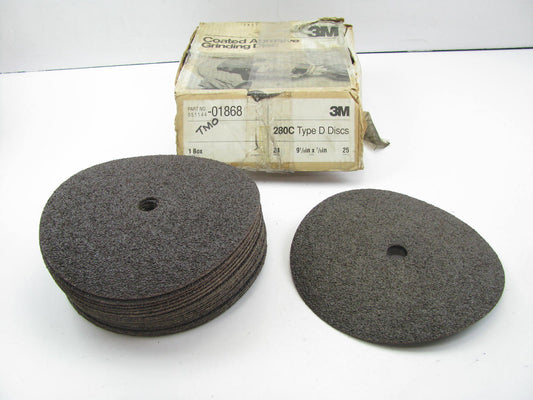 (25) Discs - 3M 01868 Type D 9-1/8'' In X 7/8'' 24 Grit Abrasive Grinding Discs