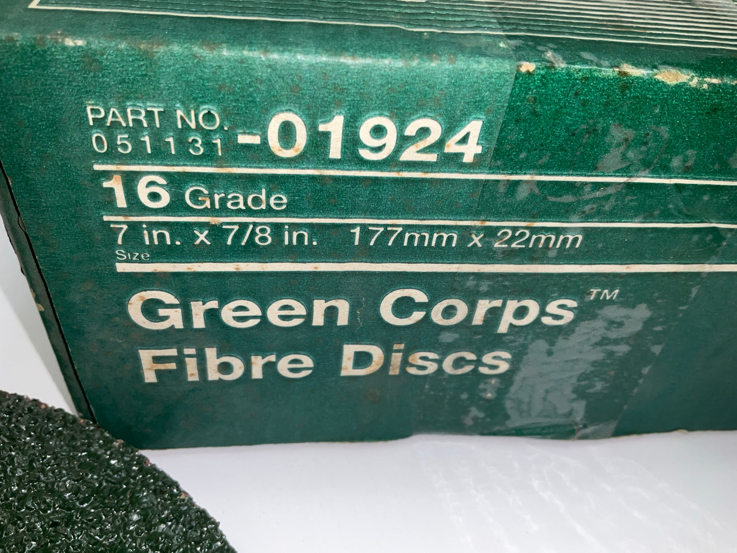 (11) 3M 01924 Green Corps 7'' X 7/8'' Grinding Sanding Fibre Discs, 16 Grade Grit