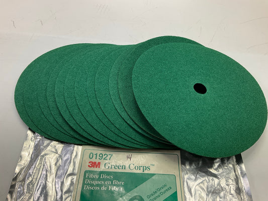 3M 01927 50 Grit Green Corps Fibre Disks - 12 Discs Total, As Shown