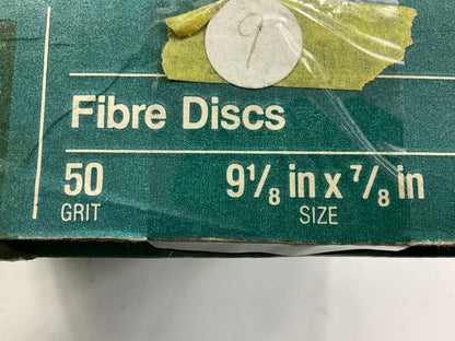 3M 01927 50 Grit Green Corps Fibre 9'' Sanding Disk - 9 Discs Total, As Shown