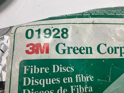 15 Discs - 3M 01928 Green Corps Fibre Sanding Disc, 9-1/8'' X 7/8'', 36 Grit