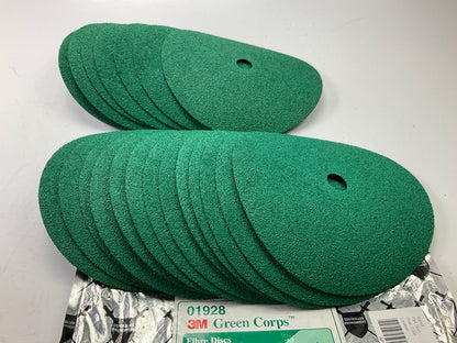 3M 01928 Green Corps Fibre Sanding Disc, 9 1/8 In X 7/8 In, 36 Grit, 20 Discs