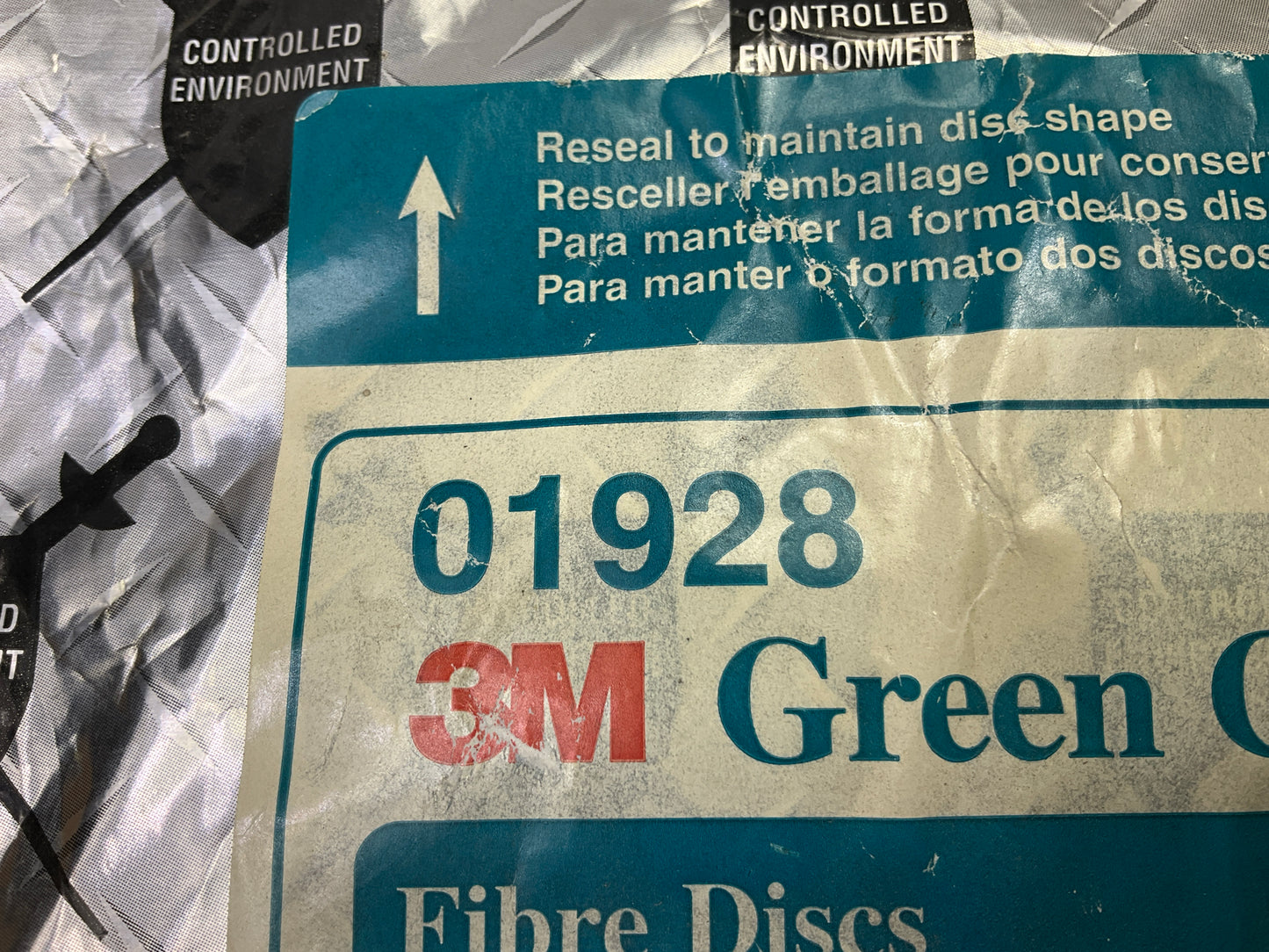 5 Discs - 3M 01928 Green Corps Fibre Sanding Disc, 9-1/8 In X 7/8'', 36 Grit