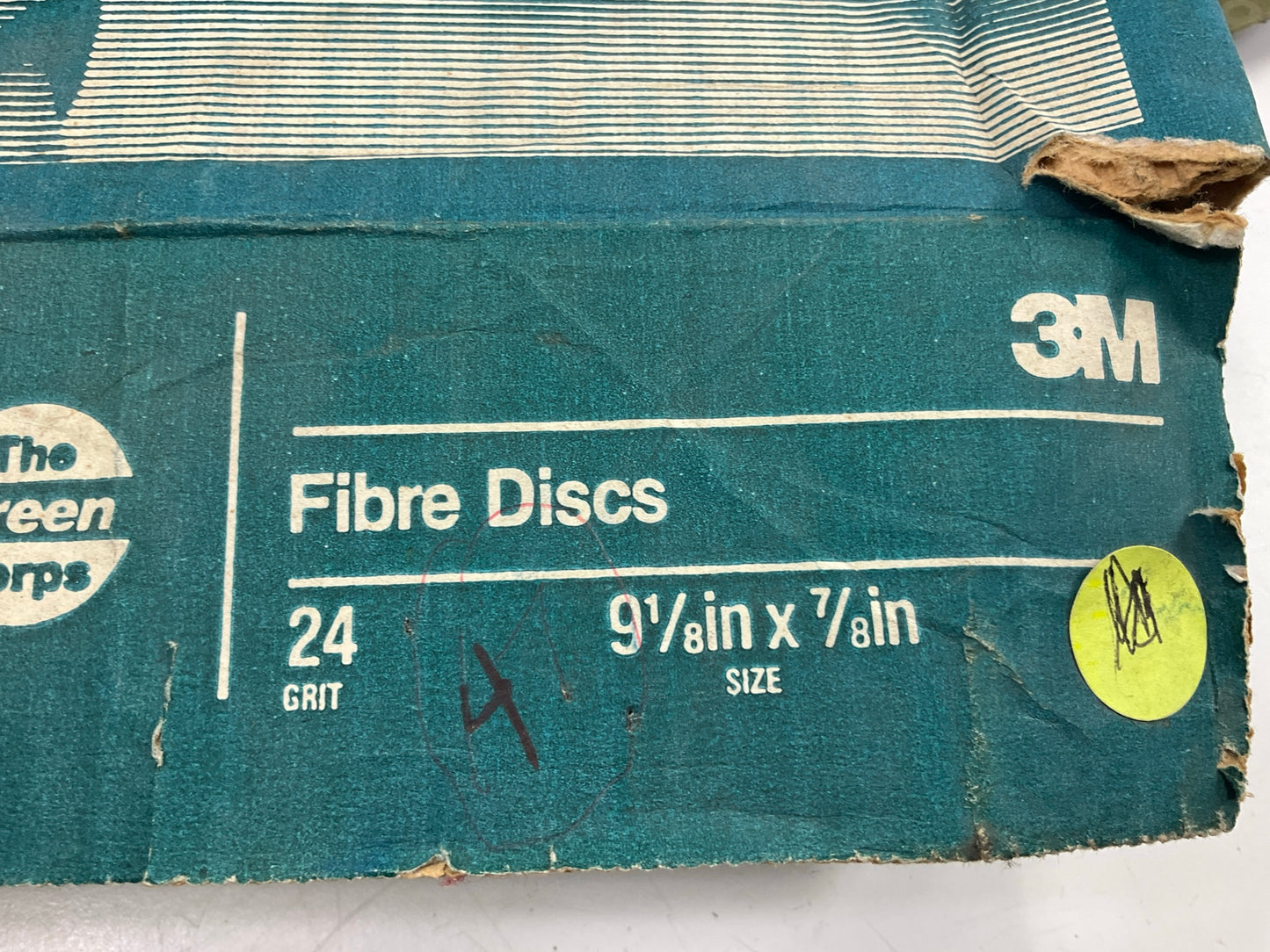 3M 01929 Coated Abrasive Grinding Disc - 24 Grit 9-1/8''x7/8'', 4 Discs