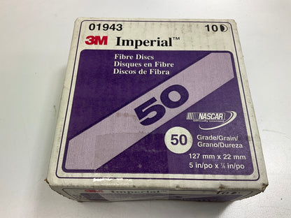 3M 01943 Imperial 5'' X 7/8'' 50 Grit Fiber Disc - 10 / Pack