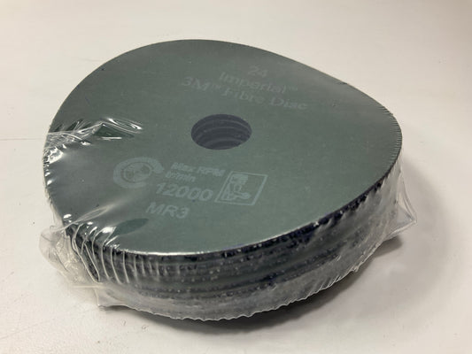 3M 01945 Imperial 5'' X 7/8'' 24 Grit Fiber Abrasive Grinding Disc - 10 / Pack
